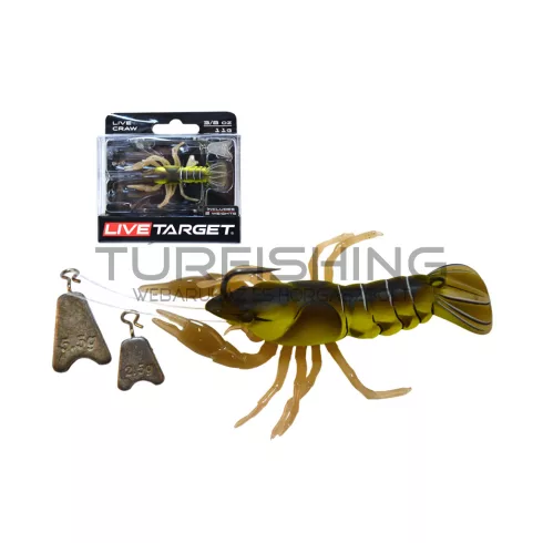 LIVETARGET LIVE CRAW FINESS BAIT  MOSS CRAW 75MM 14G SLOW SINKING