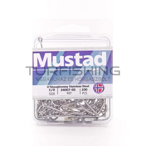 MUSTAD O'SHAUGHNESSY STAINLESS HOOKS STAINLESS STEEL 7/0 3DB/CSOMAG