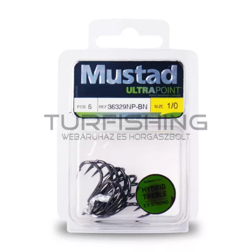 MUSTAD NEEDLEPOINT TREBLE HOOK 1 5DB/CSOMAG