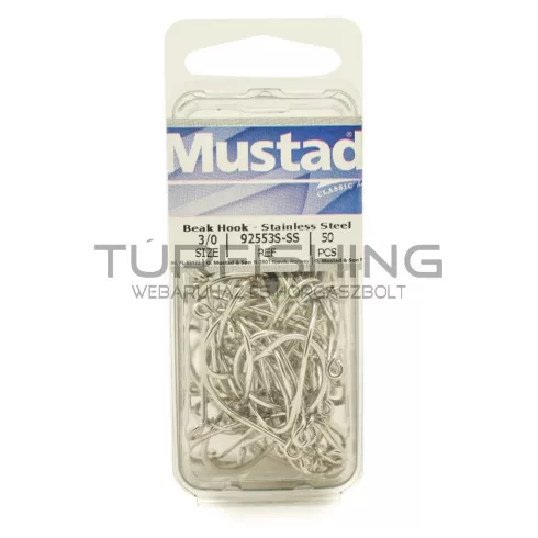 MUSTAD BEAK HOOKS STAINLESS STEEL 5/0 25DB/CSOMAG
