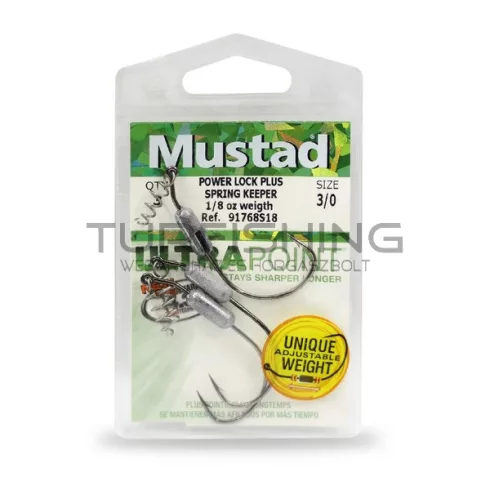 MUSTAD POWERLOCK PLUS WITH SPRING KEEPER  2/0 3DB/CSOMAG