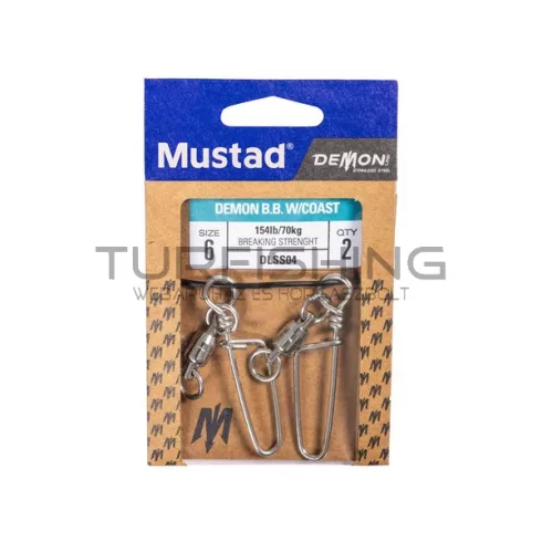 MUSTAD SS B.B SWIVEL W/ COASTLOCK SNAP 1 4DB/CSOMAG