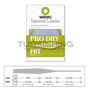   Varivas VARIVAS VÉKONYODÓ ELŐKE TAPERED LEADER PRO DRY FHT 6X 11ft 0.128mm-0.38mm
